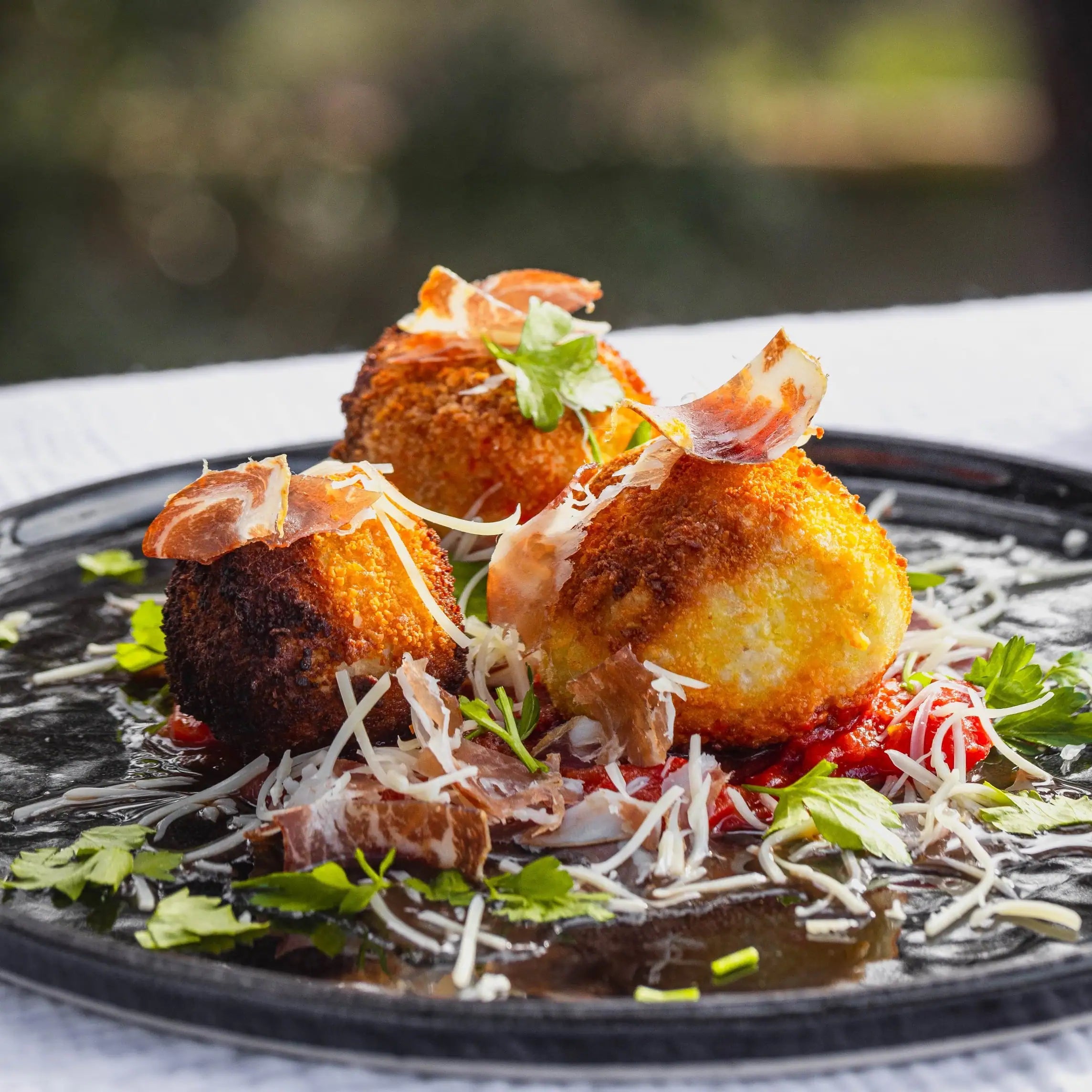 Arancini tomate et jambon de Parme