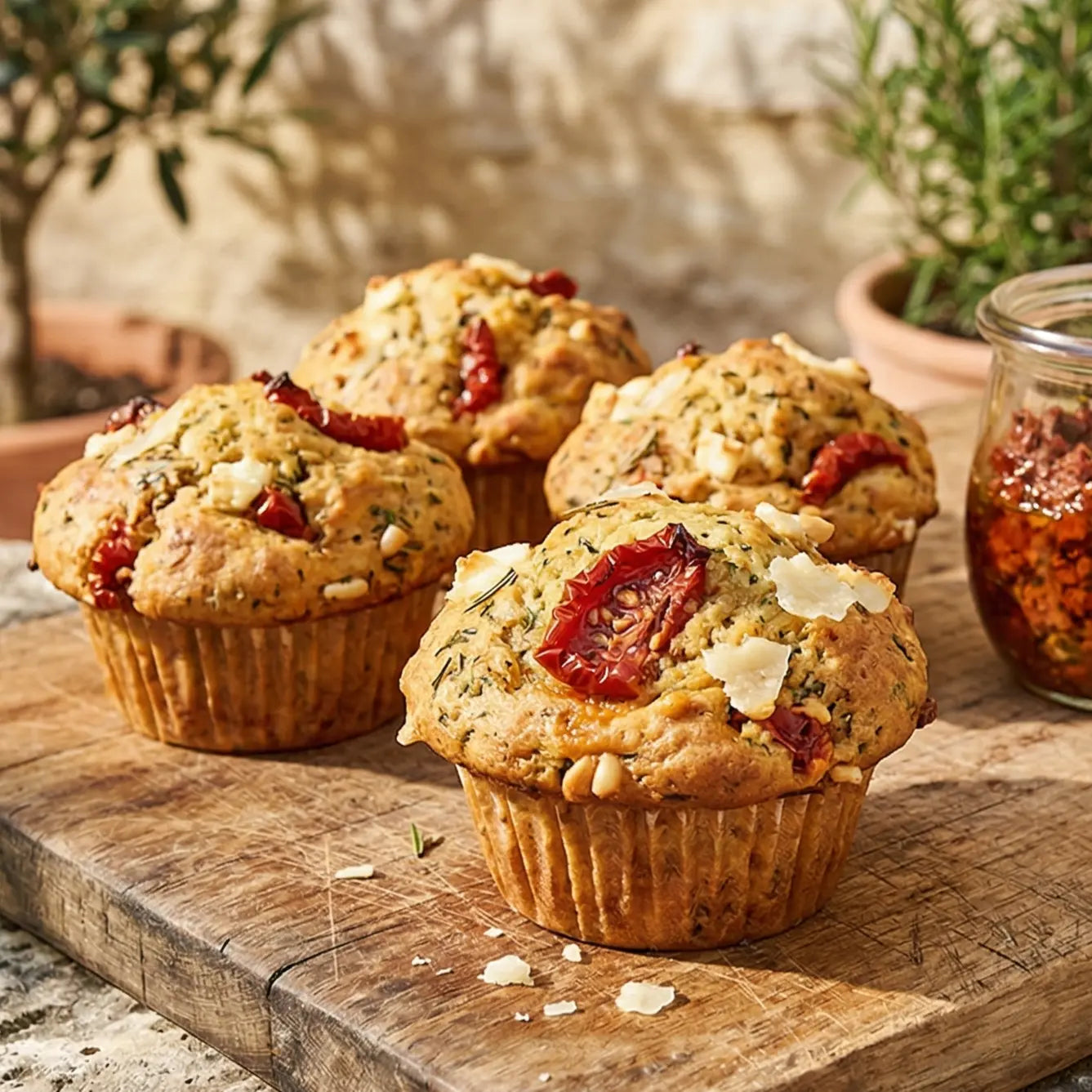 Muffins aux tomates confites