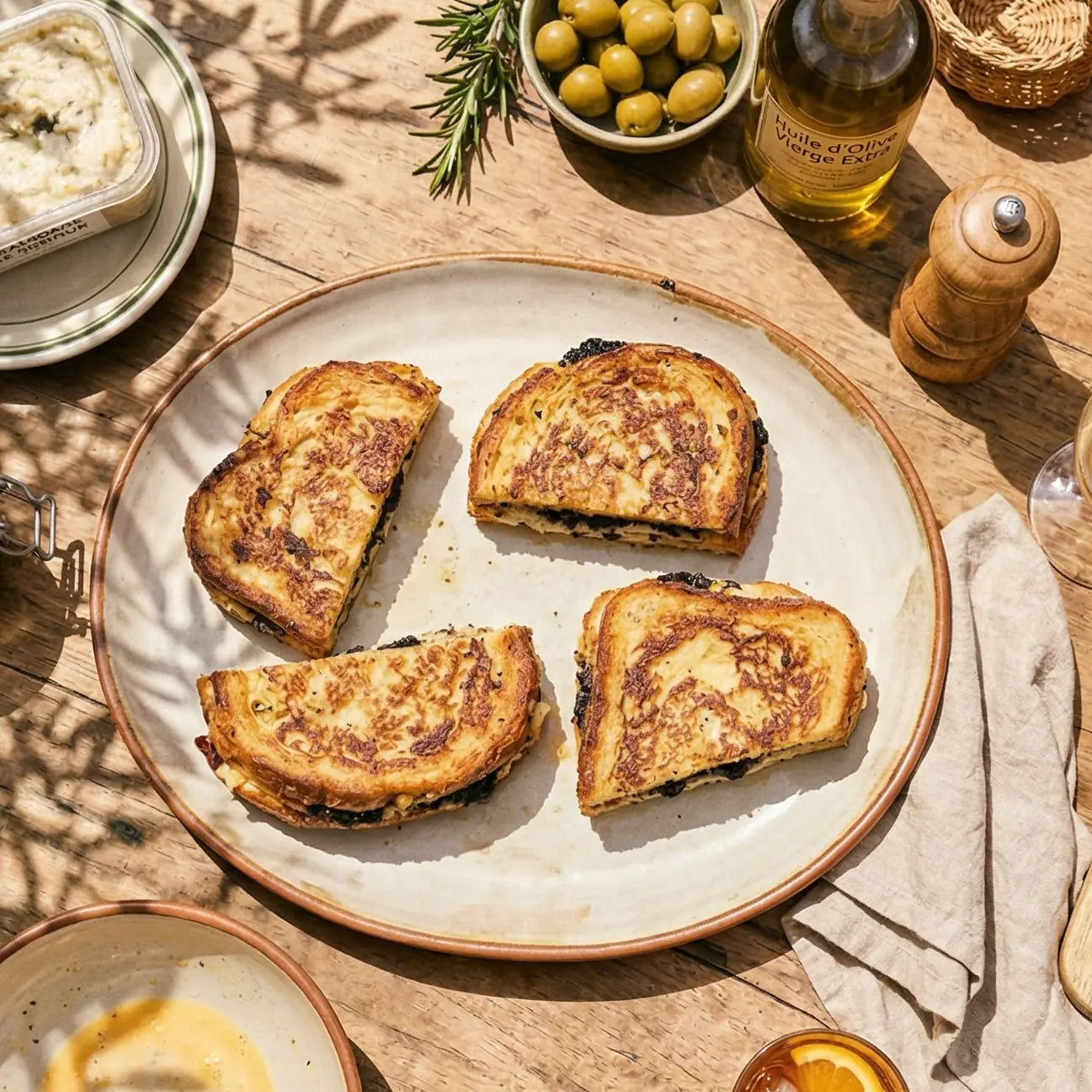 Pain perdu à la Tapenade noire et brandade