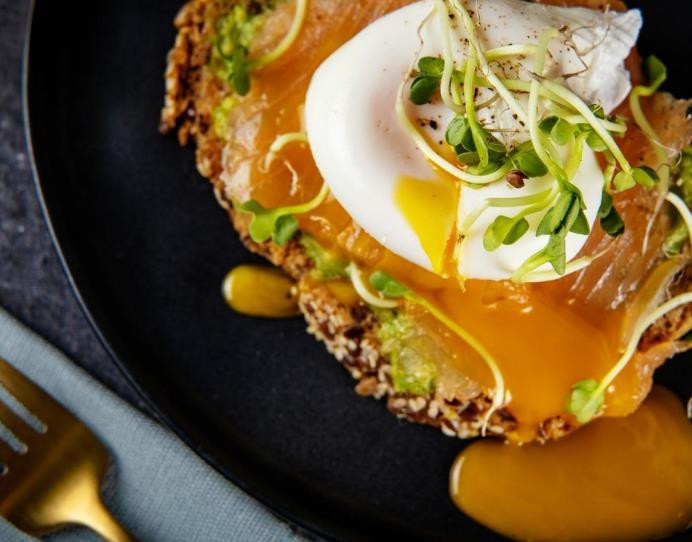 Poached egg recipe with black tapenade toast