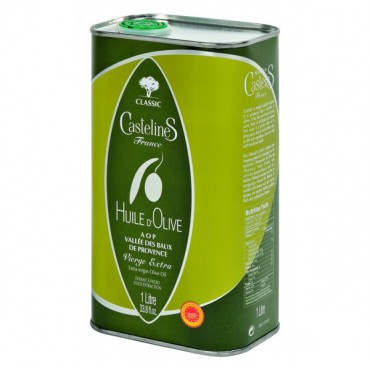 Green fruity olive oil in 1L can