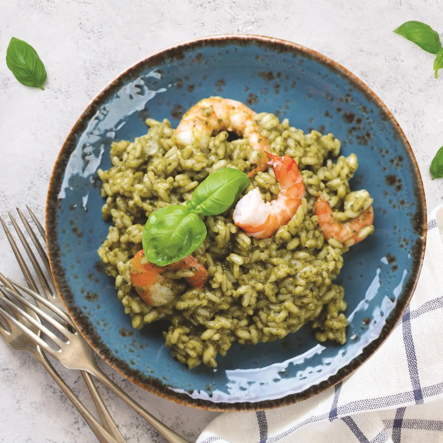 risotto au pesto et crevettes