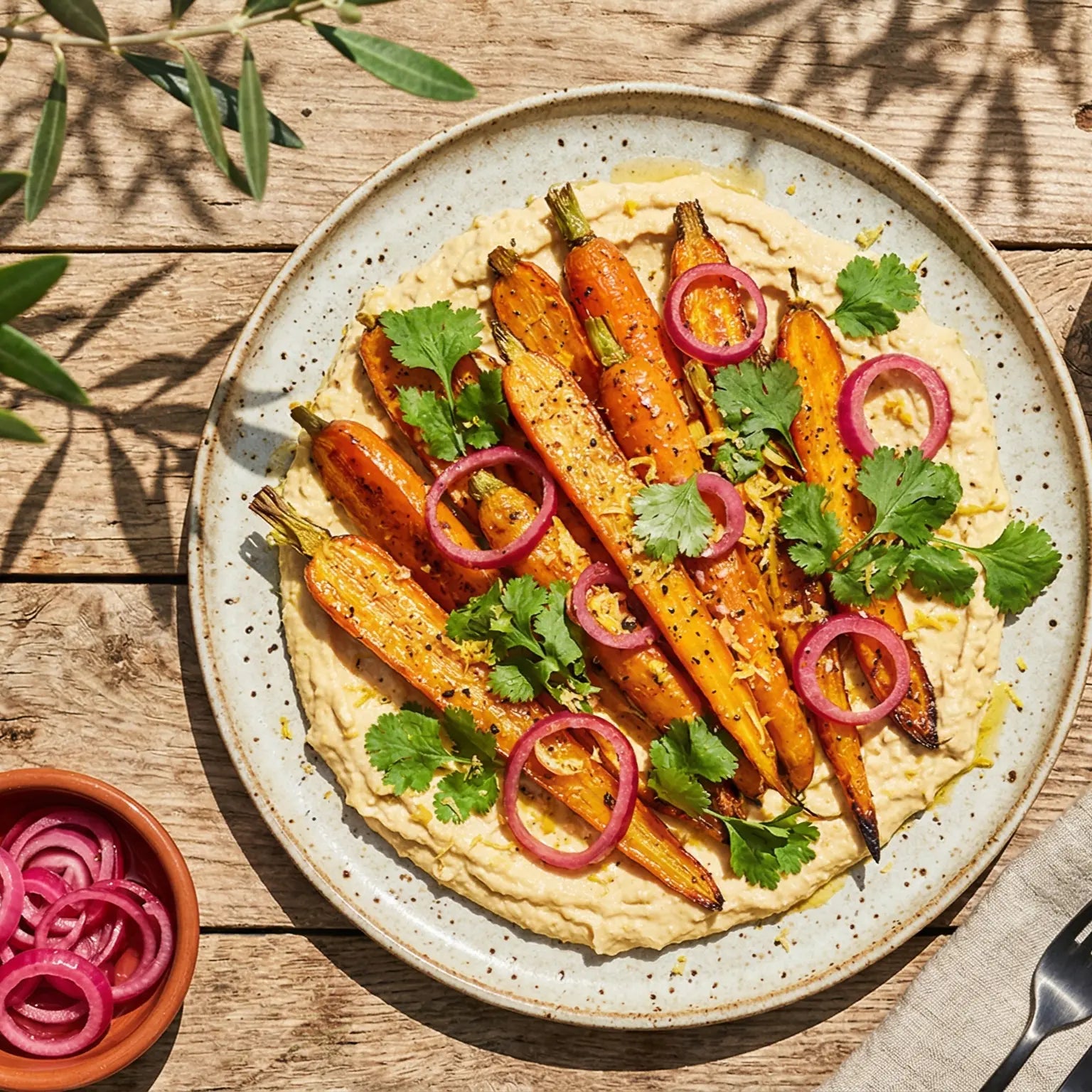 carottes rôties et houmous au citron confit