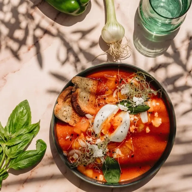gaspacho œuf mollet et feta