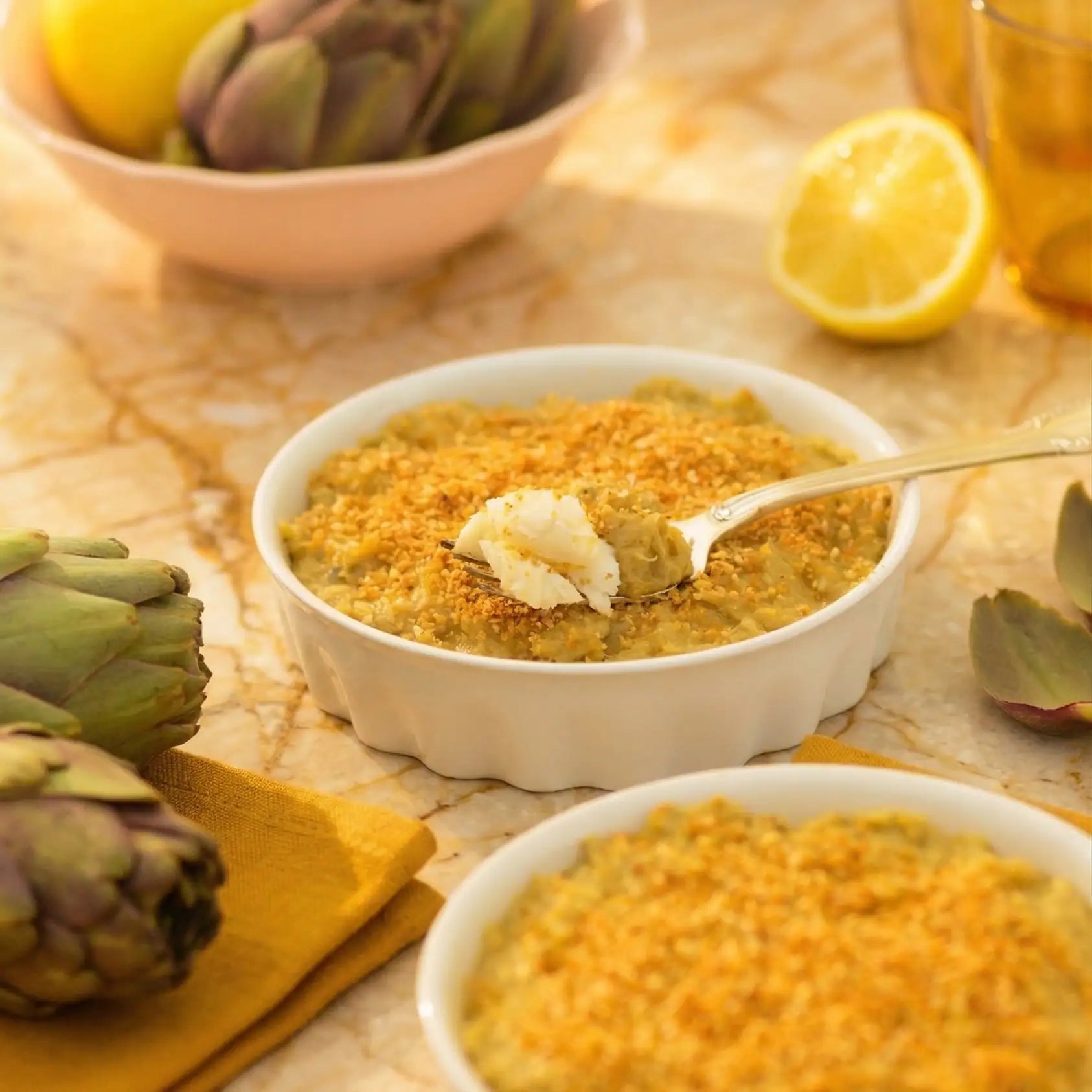 Gratin d'artichaut au cabillaud