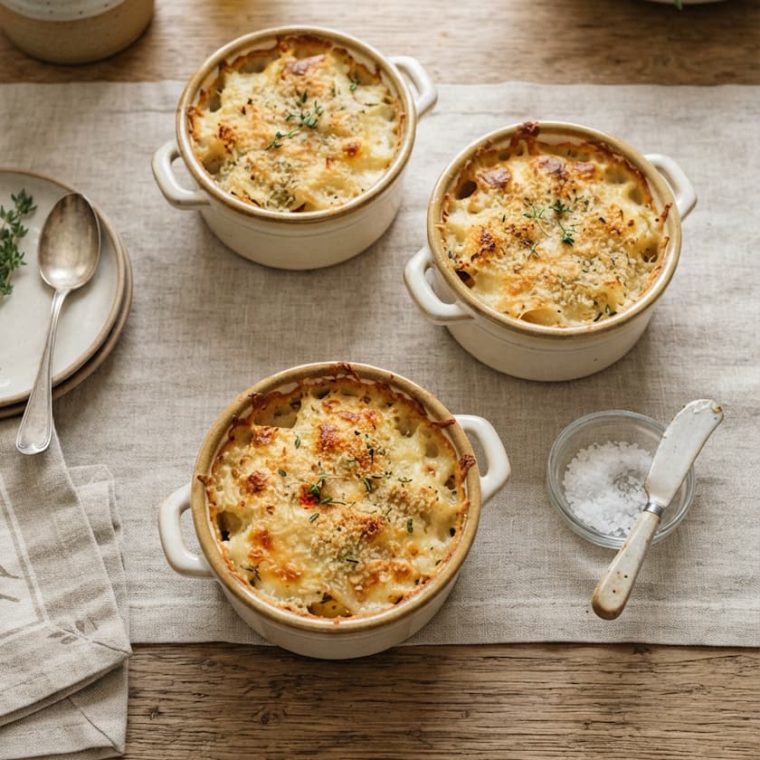 Mini-cocottes provençales gratinées courgettes et mozzarella