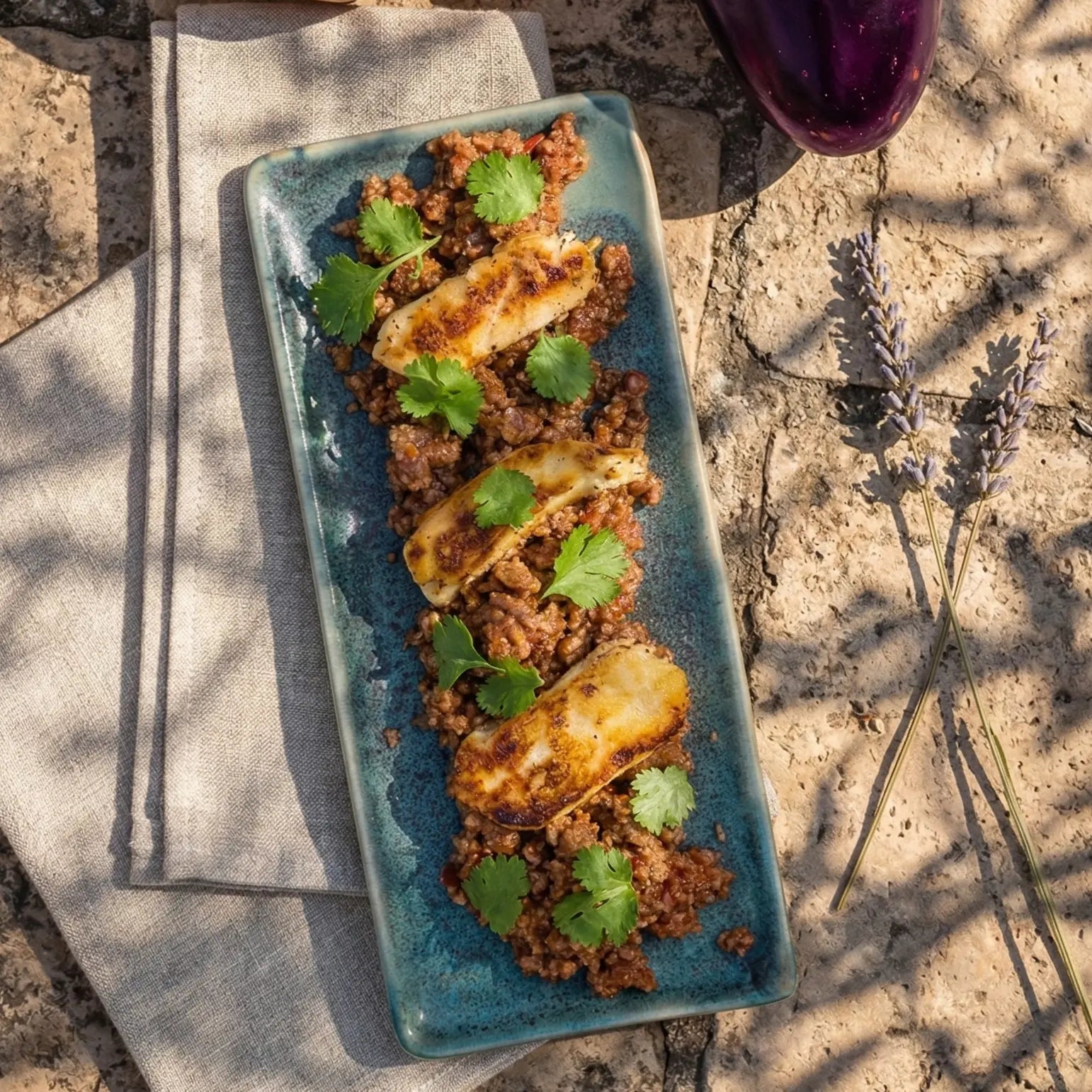 Taboulé de quinoa et halloumi grillé au miel