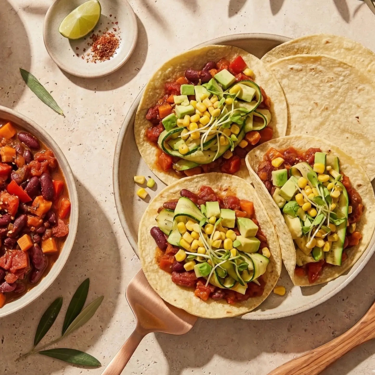 tacos au chili de légumes