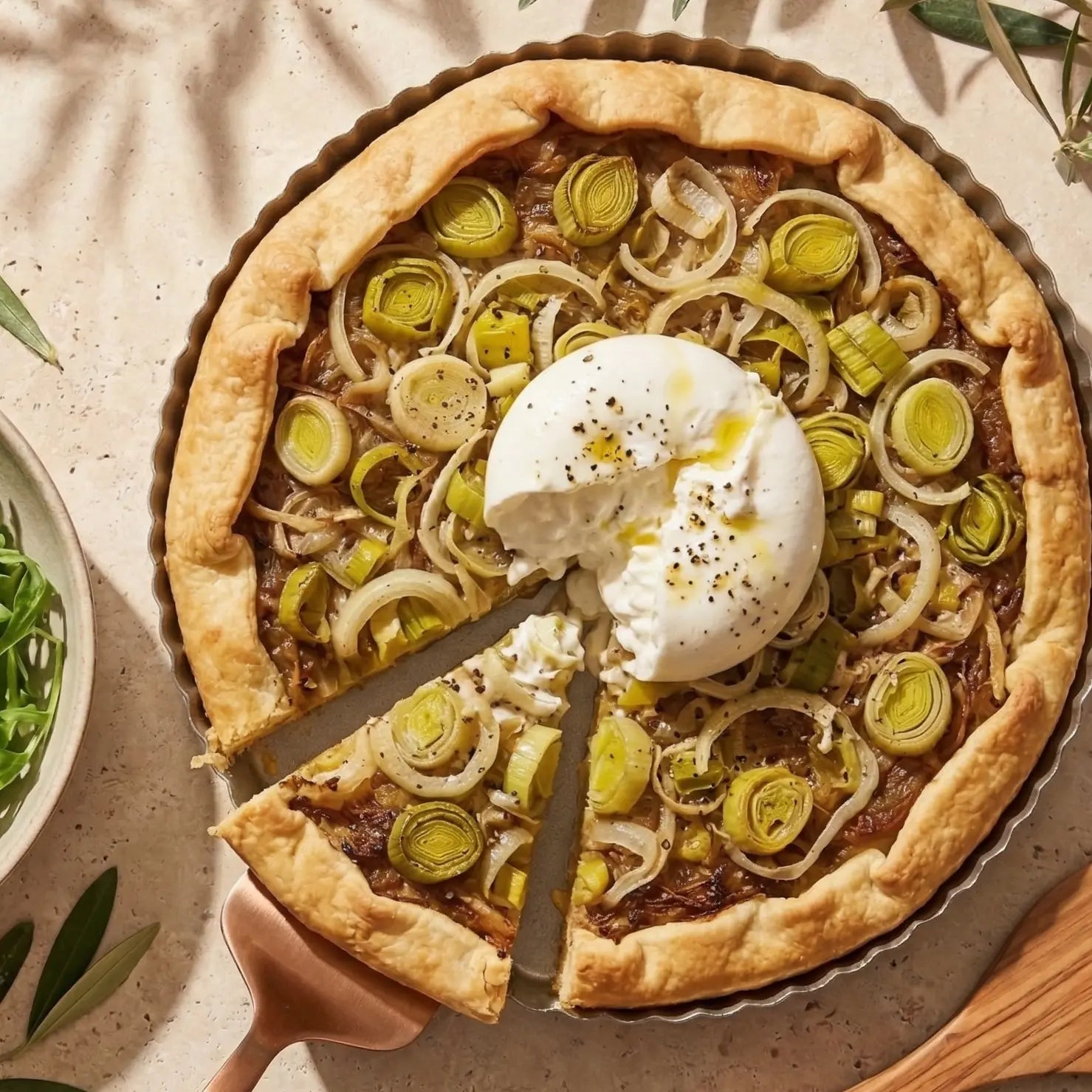 tarte rustique aux poireaux et oignons pissaladière