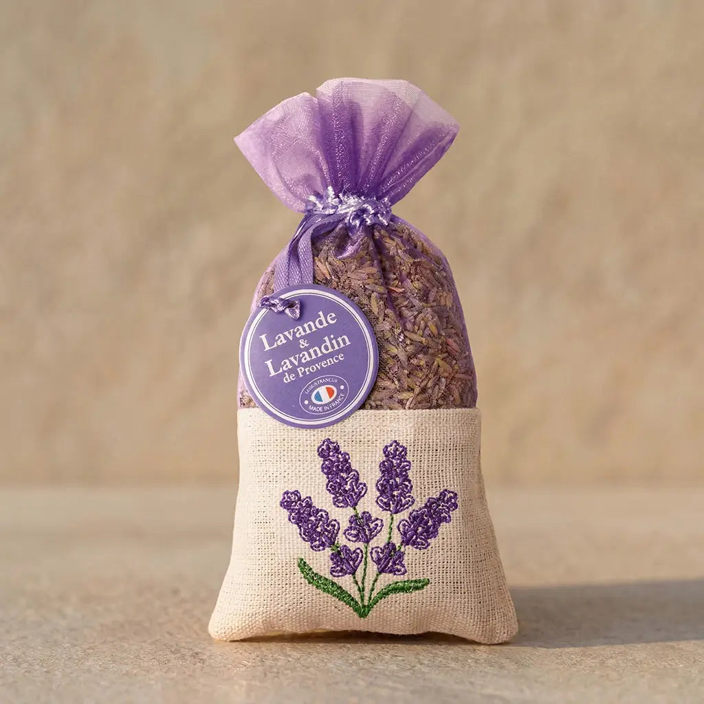 Petit sachet brodé de Fleurs de Lavande & Lavandin