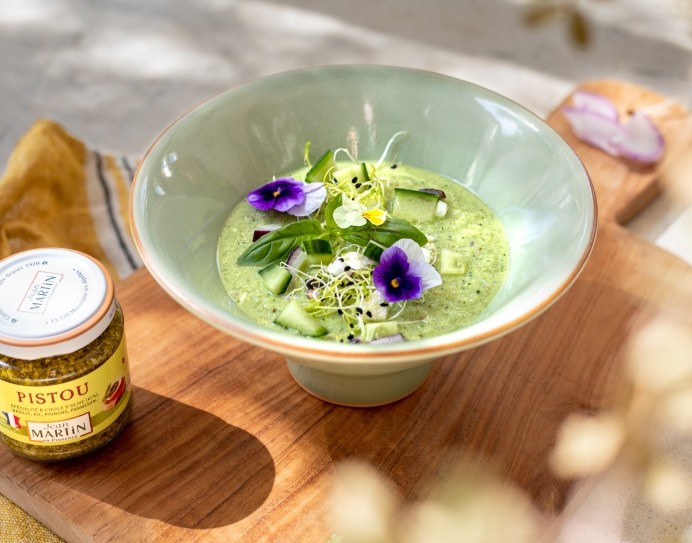 Green gazpacho with pesto Jean Martin