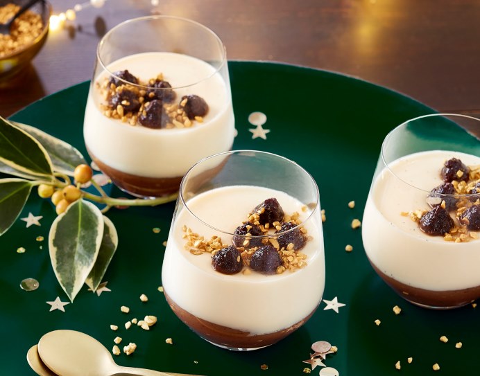 Panna cotta au confit d'olives et crème de marron