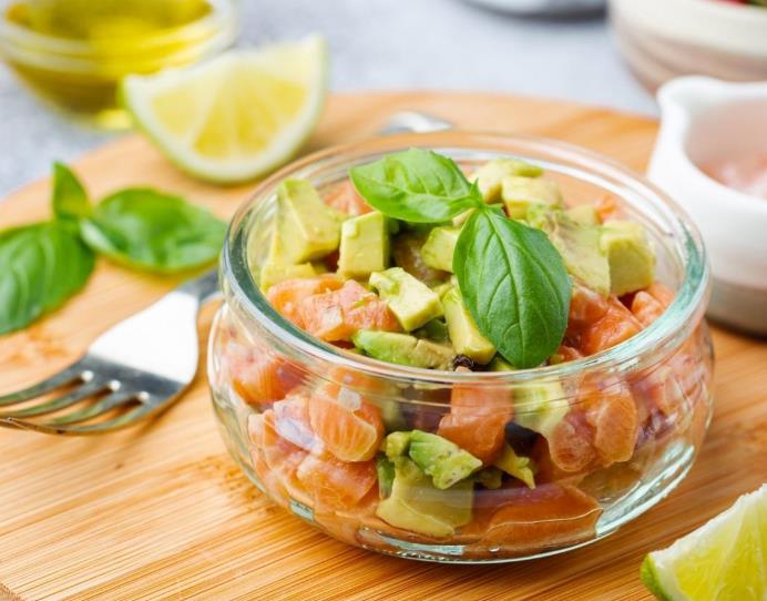 Salmon tartare, avocado and black tapenade Jean Martin