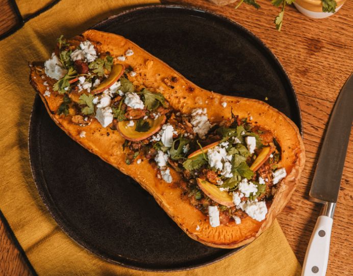 Butternut farci au curry de lentilles Jean Martin