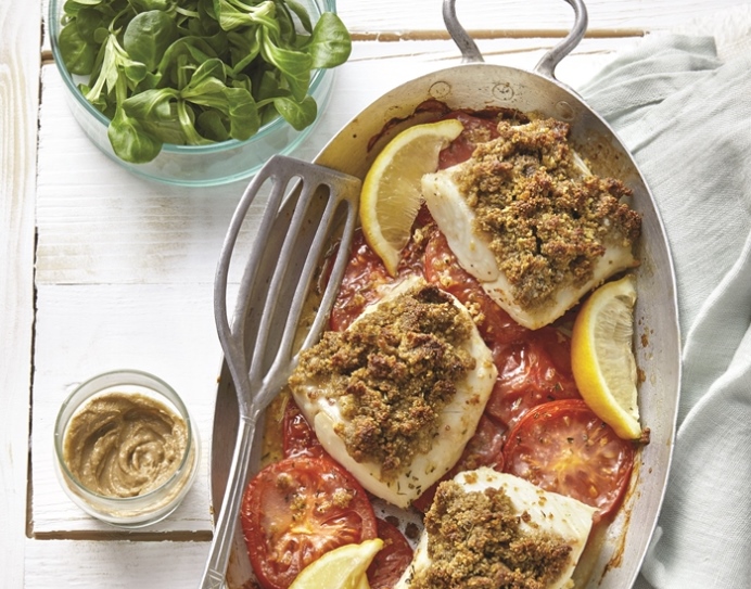 Cod in anchovy crust